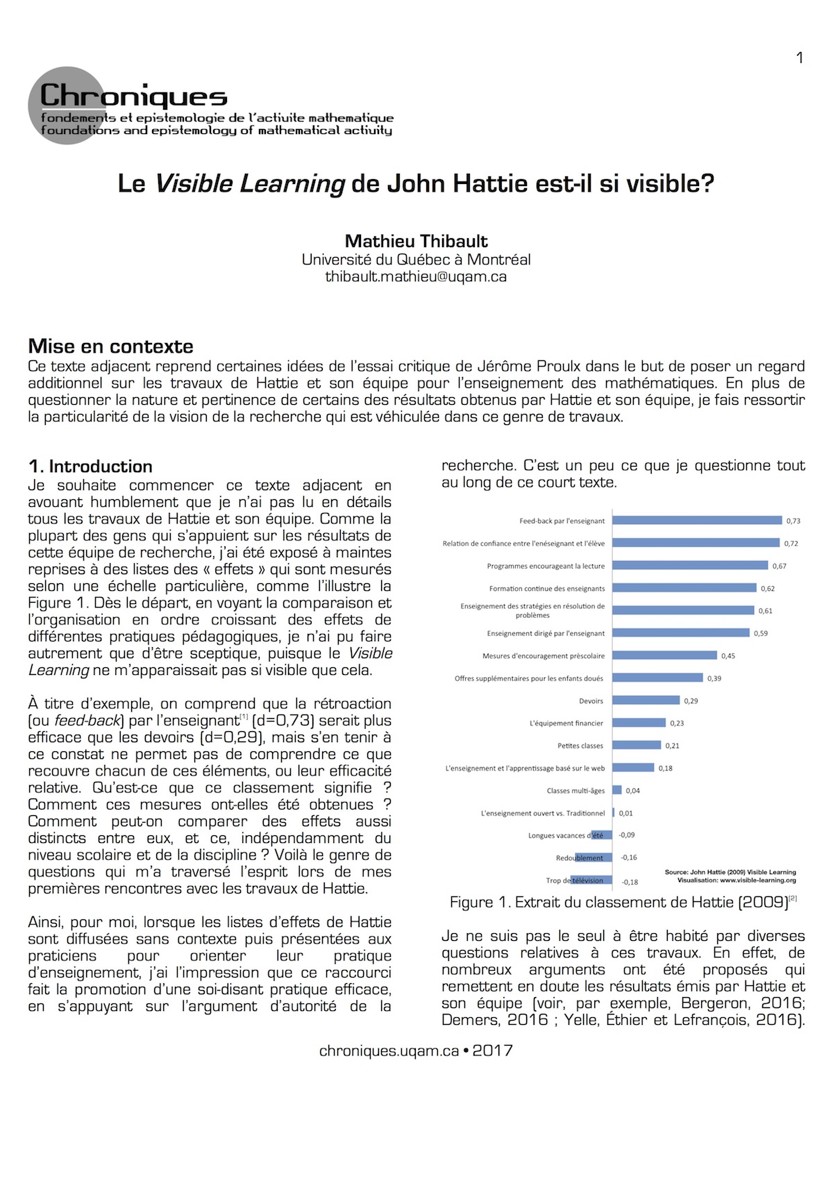 Le Visible Learning de John Hattie est-il si visible? 